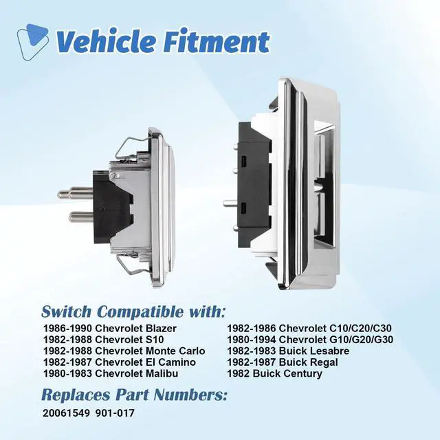 Alt view image 2 of 7 - Driver & Passenger Window Switch Bezel Set for Chevy S10 20061549