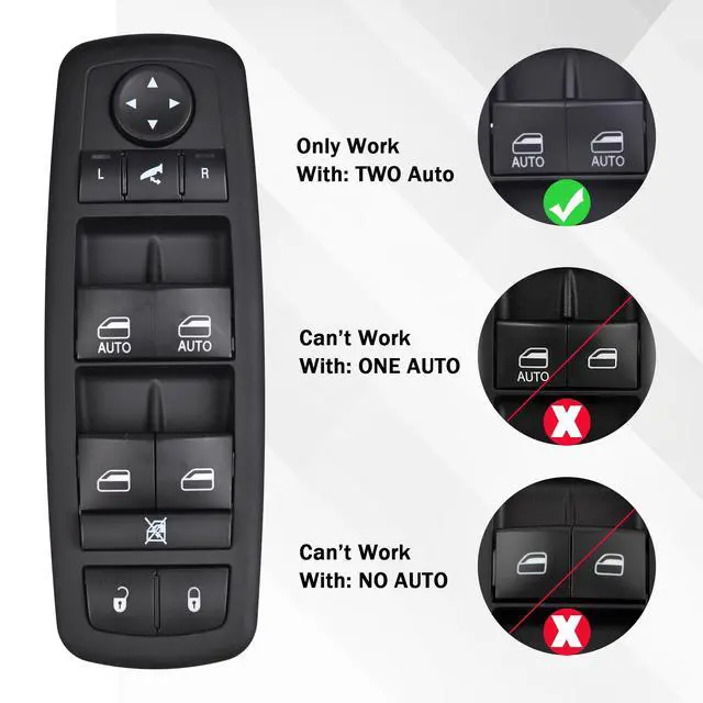 Alt view image 5 of 7 - Driver Side Master Power Window Switch 9 Pins + 3Pins Compatible with 2012-2015 17-19 Dodge Grand Caravan 2013-2015 Ram 1500 2500 2015 Ram 3500 2012-2015 Town&Country Replaces# 68110867AB 68110867AA