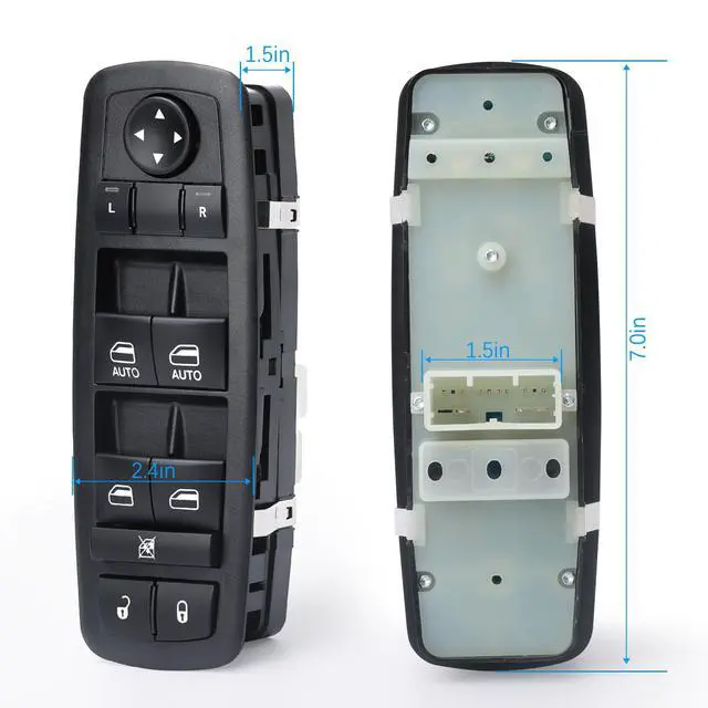 Alt view image 2 of 7 - Power Master Window Switch | Front Left Driver Side| 11 Pins | Compatible with 20112013 Dodge Durango, 2011-2013 Jeep Grand Cherokee | Replace OE 68086693AC | Window Buttons