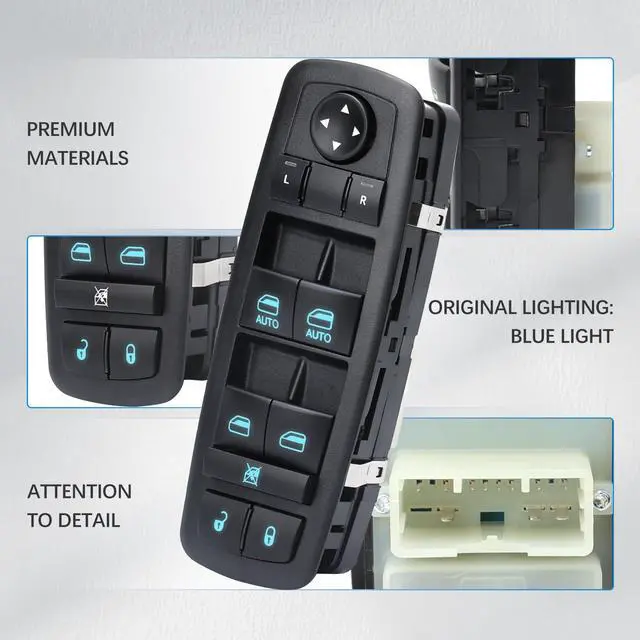 Alt view image 3 of 7 - Power Master Window Switch | Front Left Driver Side| 11 Pins | Compatible with 20112013 Dodge Durango, 2011-2013 Jeep Grand Cherokee | Replace OE 68086693AC | Window Buttons
