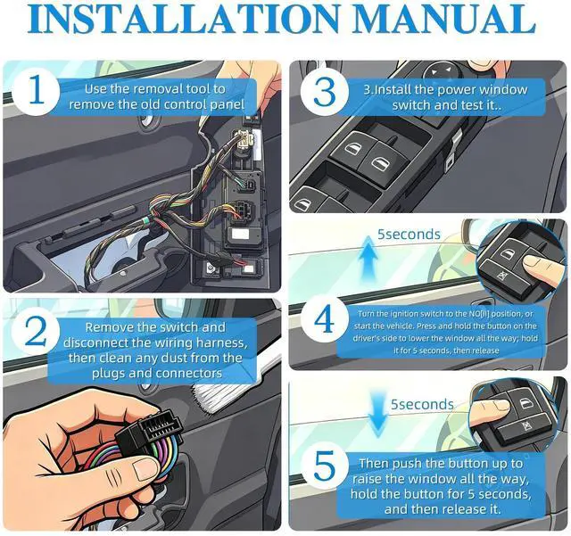 Alt view image 4 of 7 - Power Master Window Switch | Front Left Driver Side| 11 Pins | Compatible with 20112013 Dodge Durango, 2011-2013 Jeep Grand Cherokee | Replace OE 68086693AC | Window Buttons