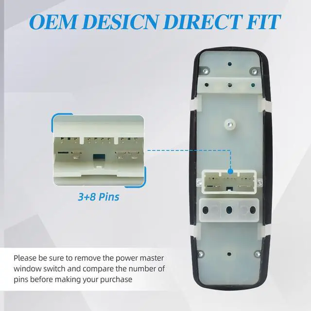 Alt view image 6 of 7 - Power Master Window Switch | Front Left Driver Side| 11 Pins | Compatible with 20112013 Dodge Durango, 2011-2013 Jeep Grand Cherokee | Replace OE 68086693AC | Window Buttons