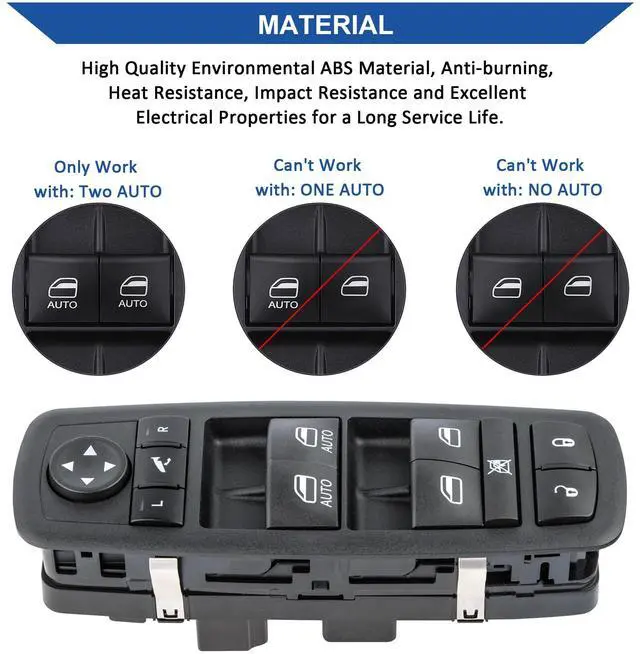 Alt view image 5 of 7 - Driver Power Window Switch for 2013-2015 Ram 1500 2500 68110867AB