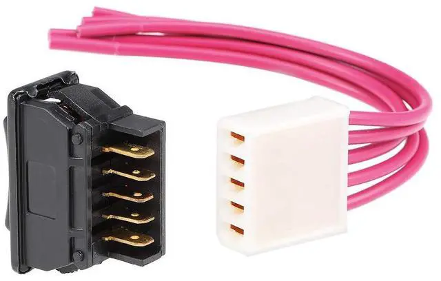 Alt view image 2 of 6 - Universal 5-Pin Car Window Switch - Master Rocker Switch With Wiring Harness - Momentary Glass Lifter - DC 12V