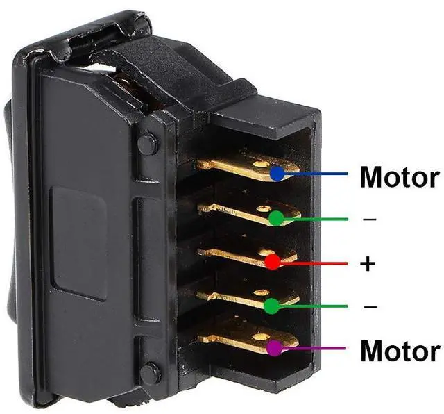 Alt view image 3 of 6 - Universal 5-Pin Car Window Switch - Master Rocker Switch With Wiring Harness - Momentary Glass Lifter - DC 12V