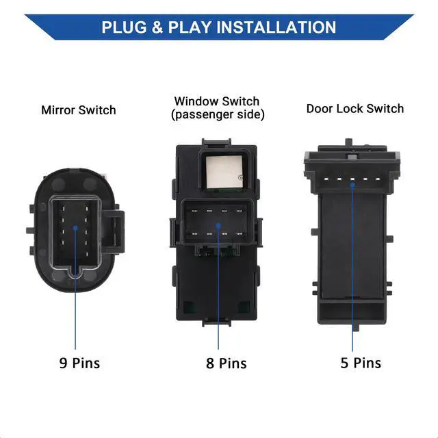 Alt view image 4 of 6 - Power Window Switch & Door & Mirror Control Switch Button