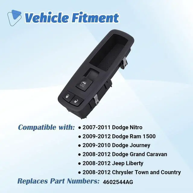 Alt view image 2 of 7 - Passenger Power Window Switch for 2008-2012 Dodge Grand Caravan