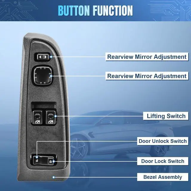 Alt view image 3 of 7 - 15883318 Power Window Switch with Bezel for 03-07 Chevy & GMC
