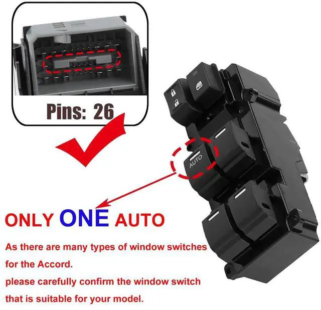Alt view image 3 of 6 - 35750-T2A-A91 Power Window Master Switch for 2013-2017 Honda Accord Sport
