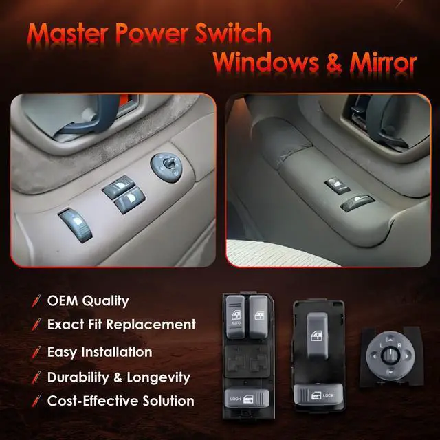 Alt view image 2 of 7 - Window & Mirror Switch, Fit for 1994-2001 Chevy GMC C1500 C2500 C3500 Tahoe