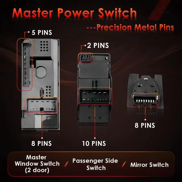 Alt view image 6 of 7 - Window & Mirror Switch, Fit for 1994-2001 Chevy GMC C1500 C2500 C3500 Tahoe