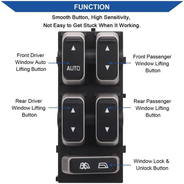 Alt view image 3 of 6 - Driver Power Window Switch for 2003-2009 Lincoln Town Car 901-326