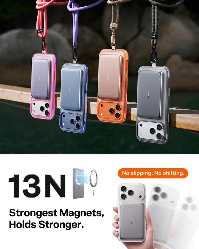 Alt view image 6 of 7 - MiniMag Pro Power Bank, Ultra Slim Semi Solid-State Portable Charger, Wireless 5,000mAh Magnetic Battery Pack, Fast Charging, Travel Essential for iPhone 17/16/15/14/13/12, Infinite Grey