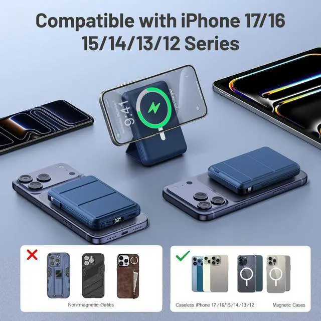 Alt view image 3 of 7 - for MagSafe Portable Charger, 10000mAh Magnetic Power Bank