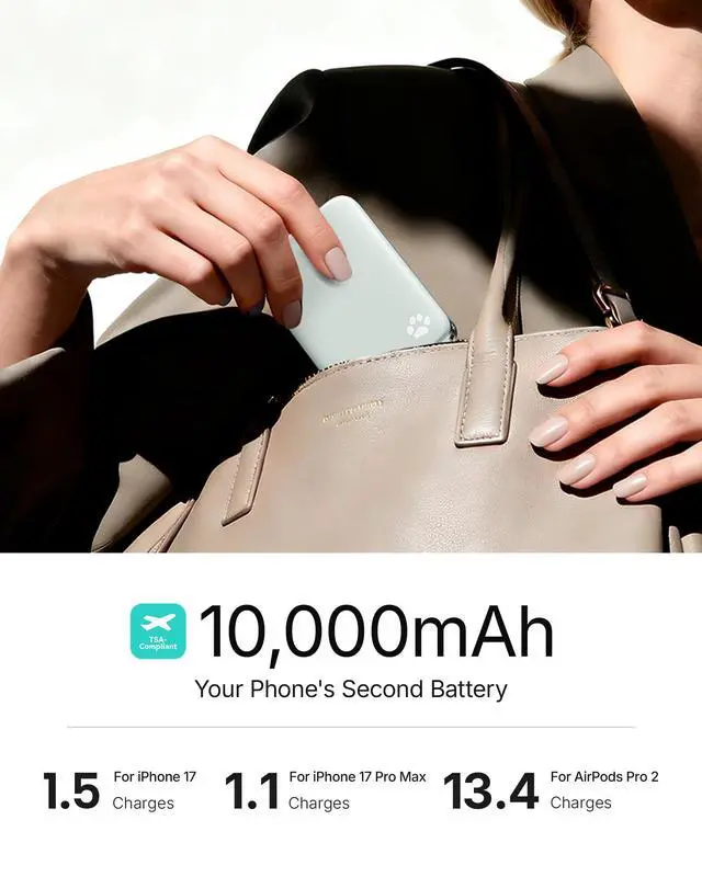 Alt view image 7 of 7 - for MagSafe Qi2.2 25W Portable Charger, Compact 10000mAh Power Bank