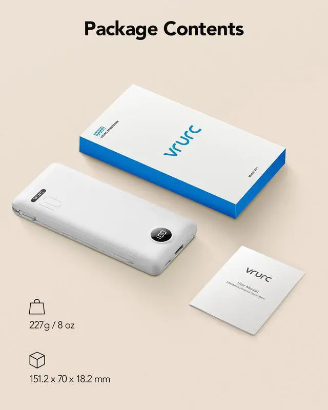 Alt view image 6 of 7 - Portable Charger, Power Bank Built-in Cables and AC Wall Plug