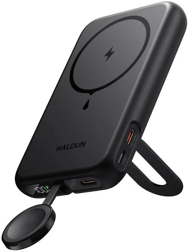 Main image of Magnetic Portable Charger for iPhone & Apple Watch, 10000mAh Wireless Power Bank USB-C Fast Charging with Stand for iPhone Air/17/16/15/14/13 Series & iWatch, Travel Essential for Magsafe Battery Pack