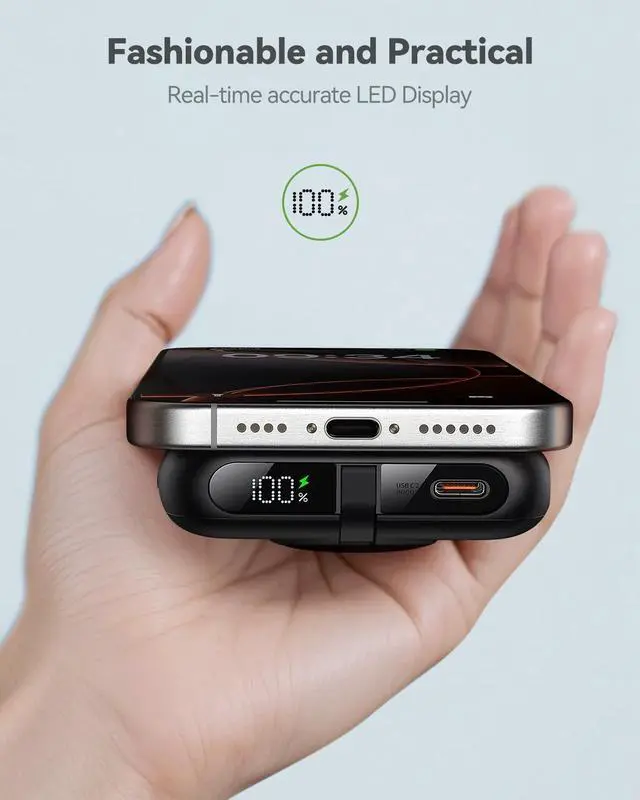 Alt view image 7 of 7 - Magnetic Portable Charger for iPhone & Apple Watch, 10000mAh Wireless Power Bank USB-C Fast Charging with Stand for iPhone Air/17/16/15/14/13 Series & iWatch, Travel Essential for Magsafe Battery Pack