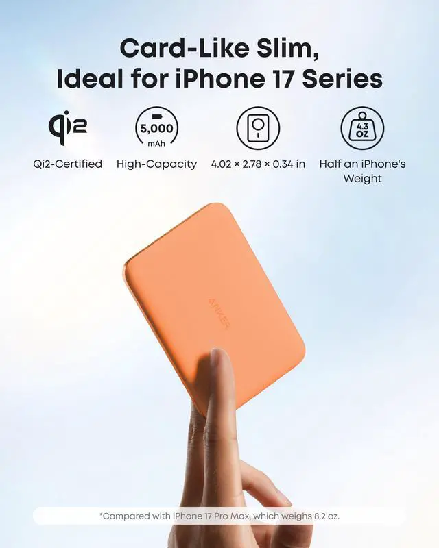 Alt view image 3 of 6 - Nano Magnetic Power Bank, 5,000mAh Qi2-Certified 15W Portable Charger