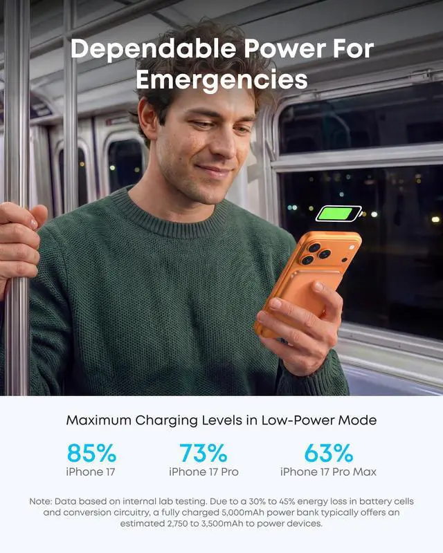 Alt view image 6 of 6 - Nano Magnetic Power Bank, 5,000mAh Qi2-Certified 15W Portable Charger