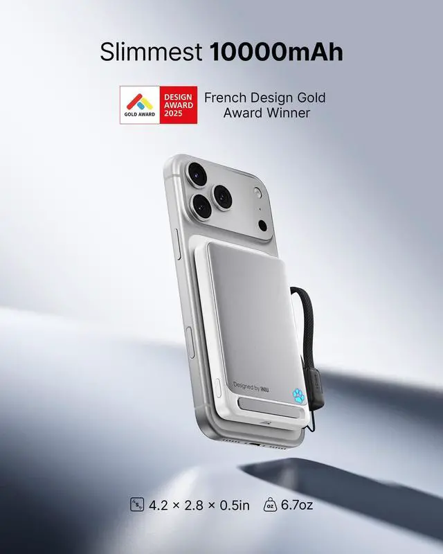 Alt view image 2 of 7 - for MagSafe Qi2 15W Portable Charger, Slimmest 10000mAh Power Bank