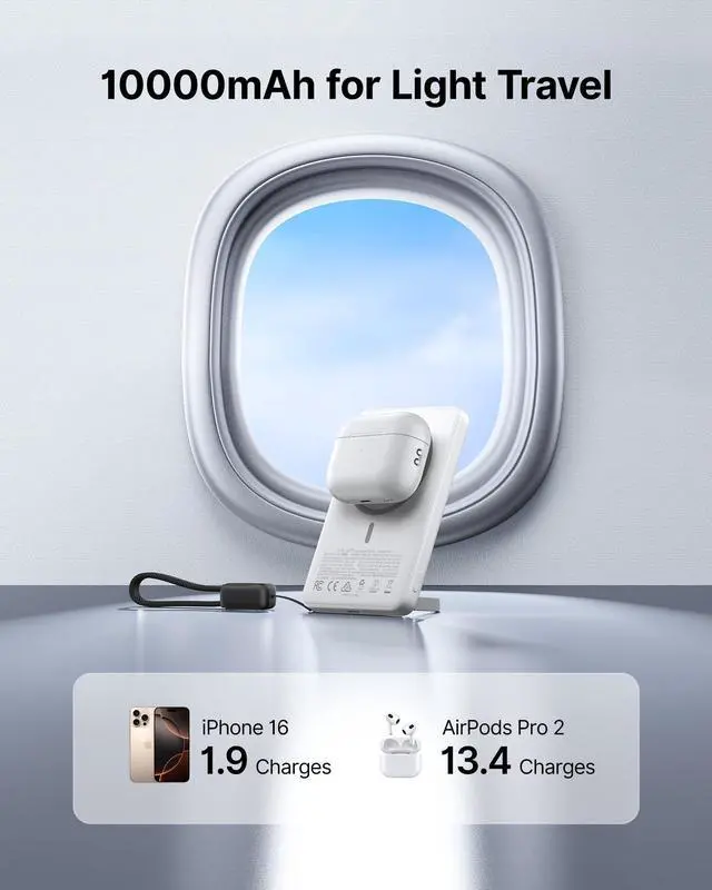 Alt view image 6 of 7 - for MagSafe Qi2 15W Portable Charger, Slimmest 10000mAh Power Bank