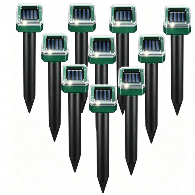 Main image of Mole Repellent for Lawns 10 Pack, Solar Powered Mole Repeller Ultrasonic Gopher Repellent, Outdoor Waterproof Vole Vibration Stakes,Sonic Gopher Deterrent Yard for Rodent Groundhog Snake Chipmunk