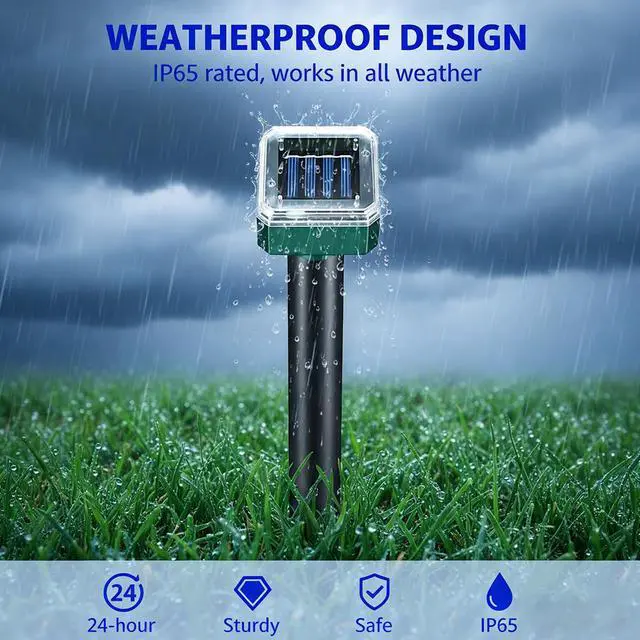 Alt view image 7 of 7 - Mole Repellent for Lawns 10 Pack, Solar Powered Mole Repeller Ultrasonic Gopher Repellent, Outdoor Waterproof Vole Vibration Stakes,Sonic Gopher Deterrent Yard for Rodent Groundhog Snake Chipmunk