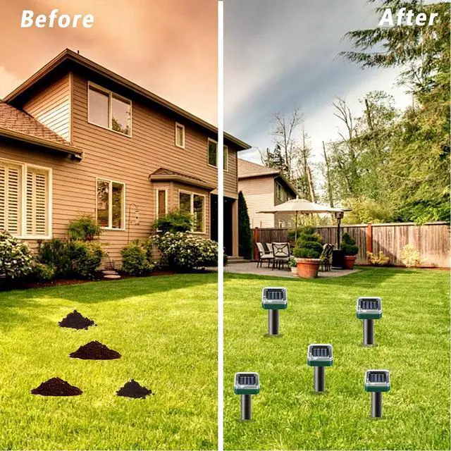 Alt view image 5 of 7 - Mole Repellent for Lawns 10 Pack, Solar Powered Mole Repeller Ultrasonic Gopher Repellent, Outdoor Waterproof Vole Vibration Stakes,Sonic Gopher Deterrent Yard for Rodent Groundhog Snake Chipmunk
