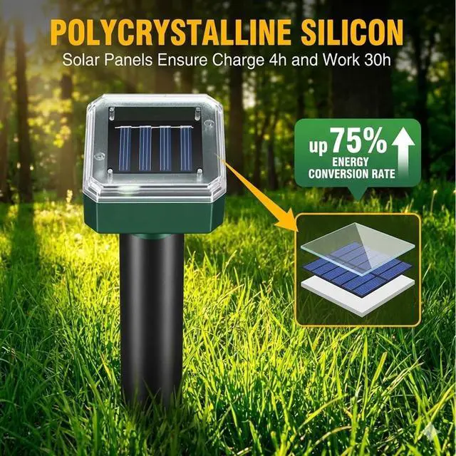Alt view image 6 of 7 - Mole Repellent for Lawns 10 Pack, Solar Powered Mole Repeller Ultrasonic Gopher Repellent, Outdoor Waterproof Vole Vibration Stakes,Sonic Gopher Deterrent Yard for Rodent Groundhog Snake Chipmunk