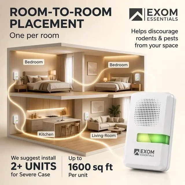 Alt view image 4 of 7 - T-26, Ultrasonic Pest Repeller Wall Plug-in Most Effective Than Repellents - Get Rid of - Rodents, Squirrels, Mice, Rats, Bats, Roaches, Ants, Spiders, Bed Bugs, osquito, Insects(2 Pack)