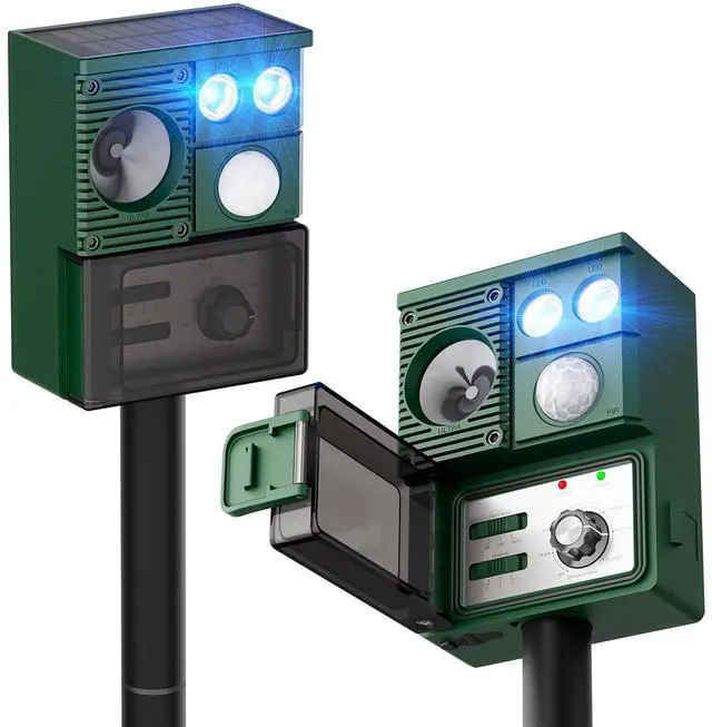 Main image of 2-Pack Solar Animal Repeller Outdoor, Motion Activated Yard Guard Ultrasonic Deer Repellent Devices for Rabbits, Raccoons & Squirrels, Flashing Light & IP44 Waterproof Garden Animal Control