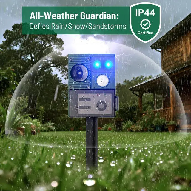 Alt view image 7 of 7 - 2-Pack Solar Animal Repeller Outdoor, Motion Activated Yard Guard Ultrasonic Deer Repellent Devices for Rabbits, Raccoons & Squirrels, Flashing Light & IP44 Waterproof Garden Animal Control