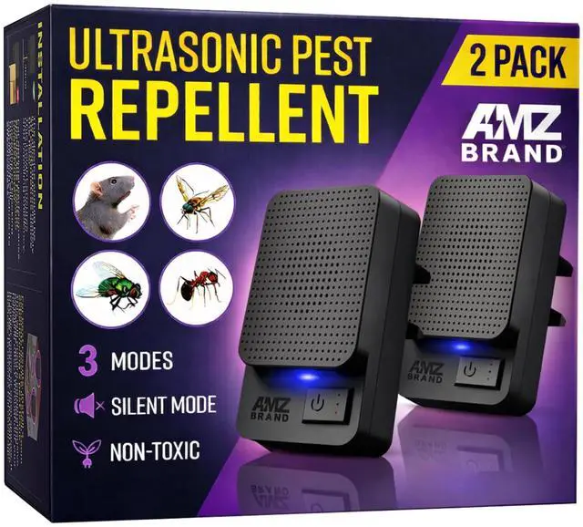Main image of Professional Ultrasonic Pest Repeller Plug In | Powerful Ant, Rat & Mouse Repellent | 3 Modes Deterrent | Complements Traps, Poisons, Sprays | 2 Pack