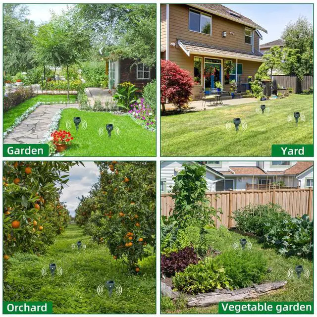 Alt view image 3 of 7 - Mole Repellent Solar Powered, 4 Pack Snake & Skunk Repellent for Yard, IP 65 Waterproof Ultrasonic Deterrent Stakes, Get Rid of Rabbit, Gopher, Vole, Chipmunk, Deer, Groundhog for Lawns Garden