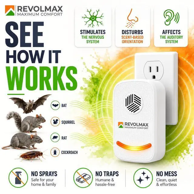 Alt view image 4 of 7 - RX-78, Ultrasonic Pest Control Repeller - Electronic & Ultrasound, Indoor Plug-in Repellent - Get rid of - Rodents, Mice, Squirrels, Bats, Insects, Bed Bugs, Ants, Fleas, Spiders, Roaches (6Pack)