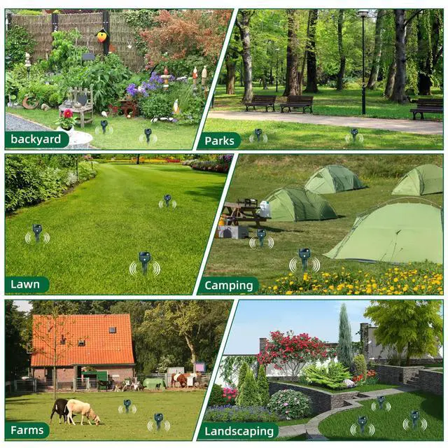 Alt view image 7 of 7 - Mole Repellent Solar Powered, 4 Pack Snake & Skunk Repellent for Yard, IP 65 Waterproof Ultrasonic Deterrent Stakes, Get Rid of Rabbit, Gopher, Vole, Chipmunk, Deer, Groundhog for Lawns Garden