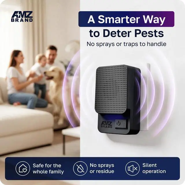 Alt view image 4 of 7 - Professional Ultrasonic Pest Repeller Plug In | Powerful Ant, Rat & Mouse Repellent | 3 Modes Deterrent | Complements Traps, Poisons, Sprays | 2 Pack