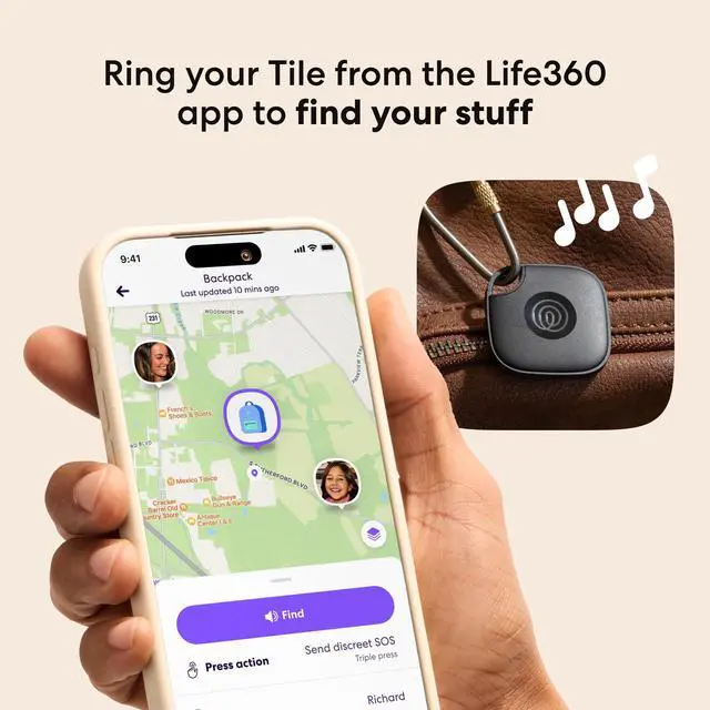 Alt view image 3 of 6 - Tile - Bluetooth Tracker, Keys Finder and Item Locator for Keys, Bags and More. Phone Finder. Both iOS and Android Compatible. 2-Pack (Black/White)