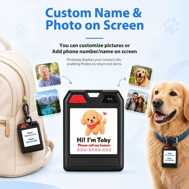 Alt view image 4 of 7 - E-Ink Tracker,Item Finder,Key Finder,Custom Photo & Name Display