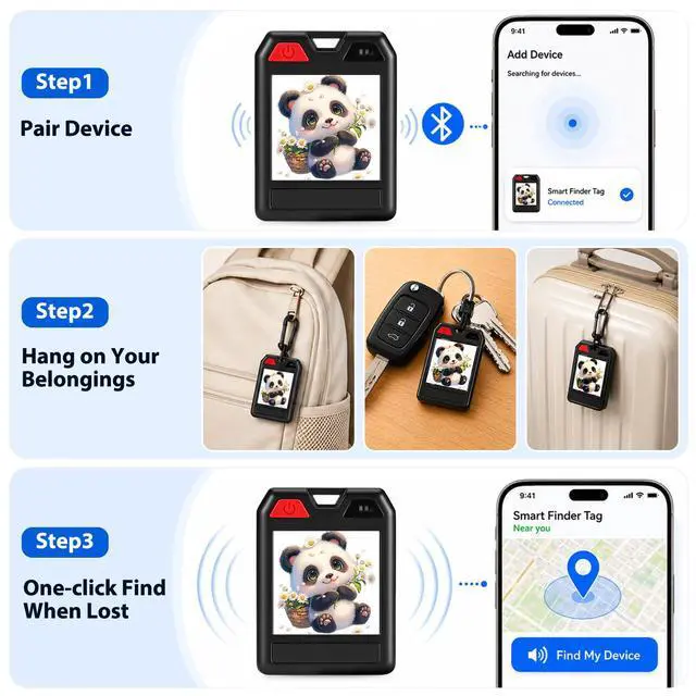 Alt view image 7 of 7 - E-Ink Tracker,Item Finder,Key Finder,Custom Photo & Name Display