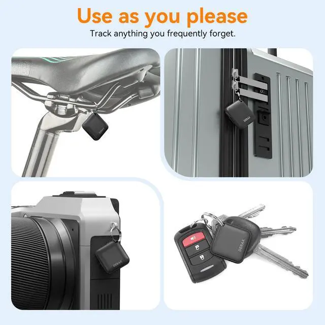 Alt view image 6 of 7 - Air Tracker (iOS and Android) 4-Pack Rechargeable Android Tracker Tag Bluetooth Item Finder, Compatible with Apple Find My & Google Find Hub for Keys Wallet Luggage and More, Black