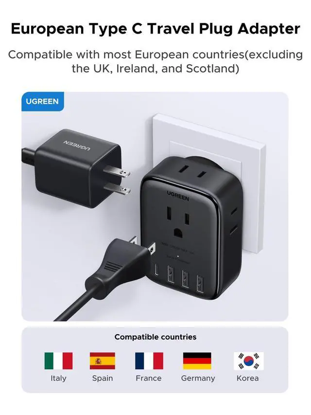 Alt view image 2 of 7 - 20W 8-Port European Travel Plug Adapter GaN