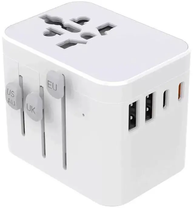 Main image of European Travel Plug Adapter, Universal Travel Adapter with PD Fast Charging, 5-Port (1 AC/2 USB-A/2 USB-C) International Power Adapter with Fuse Surge Protection for US EU UK AU - White