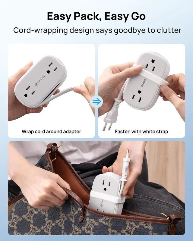 Alt view image 4 of 7 - European Travel Plug Adapter with 4 AC Outlets and 2 PD 20W USB C