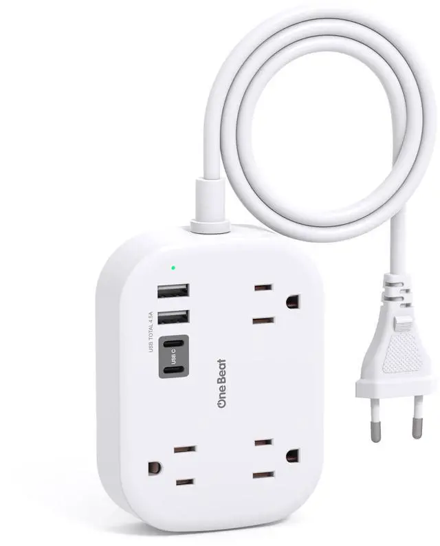 Main image of European Travel Plug Adapter with 3Ft Extension Cord, US to Europe