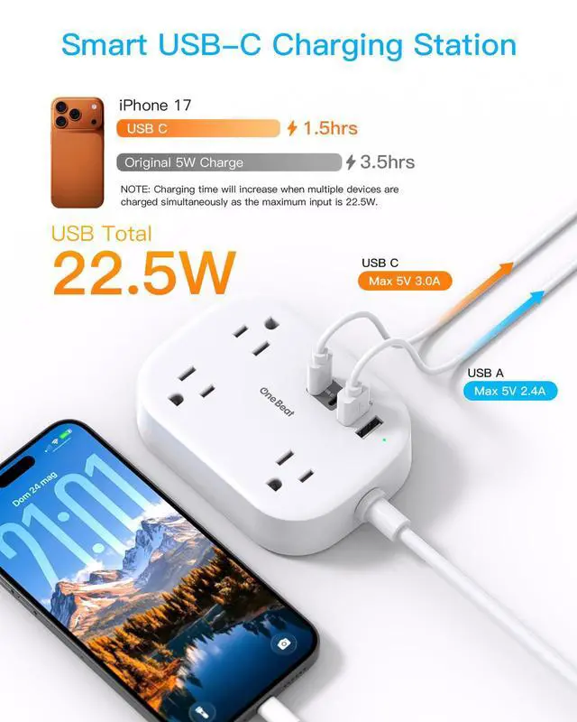 Alt view image 5 of 7 - European Travel Plug Adapter with 3Ft Extension Cord, US to Europe