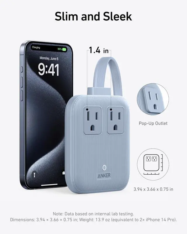 Alt view image 3 of 6 - Travel Power Strip, Anker Nano 67W Max 6-in-1 USB C Charger, 2 USB C