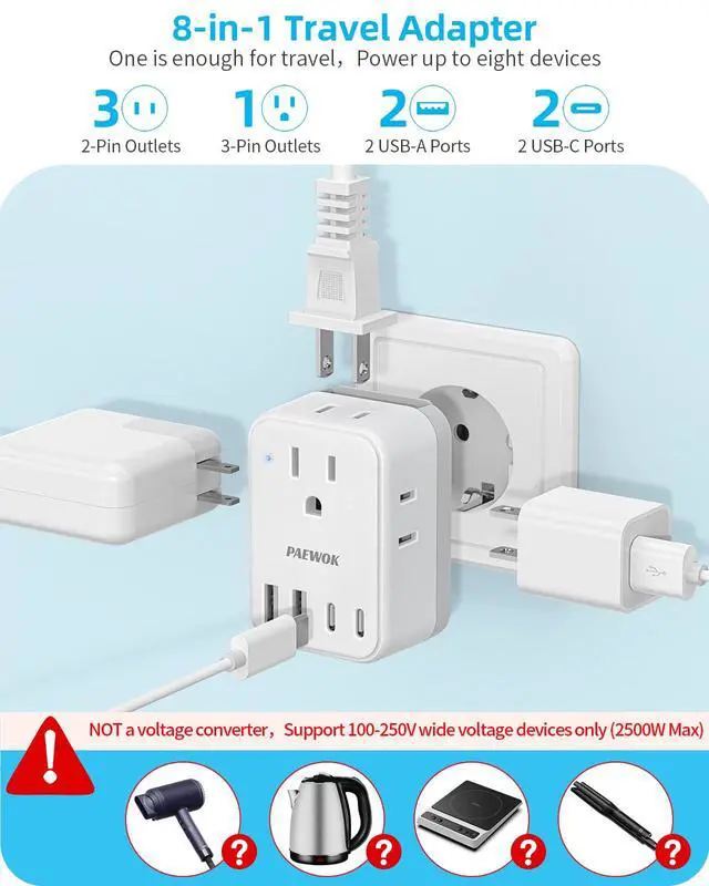 Alt view image 3 of 7 - Travel Adapter Set with Type G/C/M/D Detachable Plug