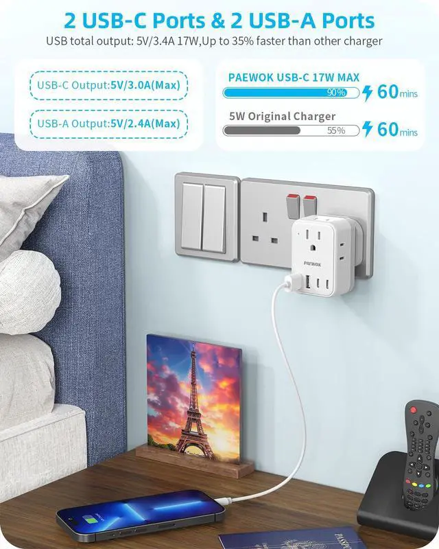 Alt view image 4 of 7 - Travel Adapter Set with Type G/C/M/D Detachable Plug